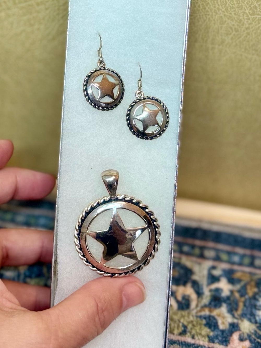 Silver Star Pendant & Earrings Set